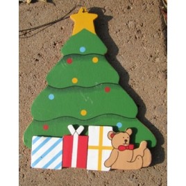 Wood Christmas Ornament wd1269-Christmas Tree with Bear 