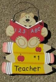 1369 - #1 Teacher Bear ABC 123 on pencils