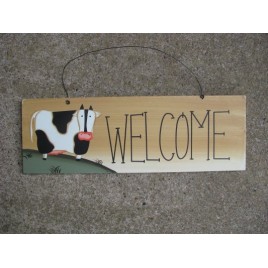 wd2077-Welcome Cow Wood Sign 