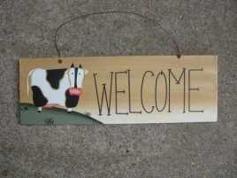wd2077-Welcome Cow Wood Sign 