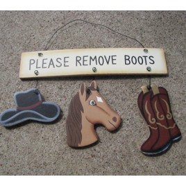 WD2106-Please Remove Boots Wood Sign