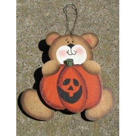 Primitive Fall Decor 57 - Bear with Pumpkin