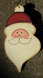 73 - Santa Face Wood Christmas Ornament