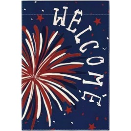 77M9353066 Patriotic Welcome with Floral Daisy double sided 77M9353066 Patriotic Welcome with Floral Daisy double sided