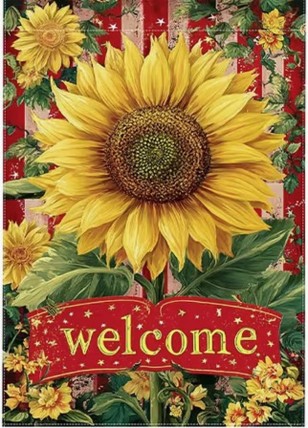 80M5355G04 Sunflowers American Flag Patriotic Garden Flag